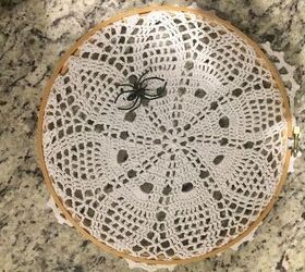 inexpensive halloween project to do with the little ones, The stretched doily