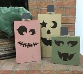 Scrap Wood Pumpkins With Vinyl Faces