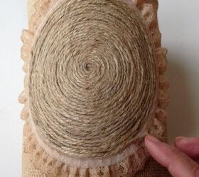 burlap lace and twine altered can