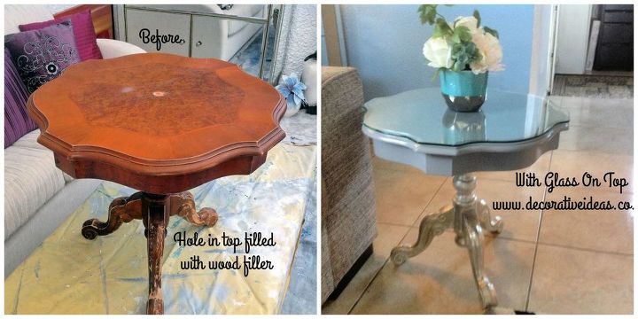 stencilled asp paris grey side table, Before and After