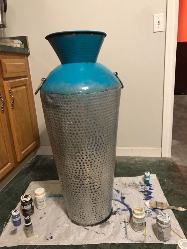 brighten up old metal vase