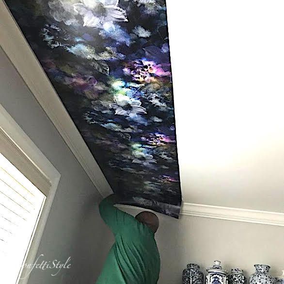 how to hang peel and stick wallpaper on a ceiling