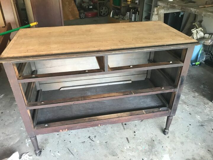 antique dresser makeover see how i removed veneer, Beautiful Wood Top