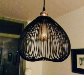 black wired basket lamp