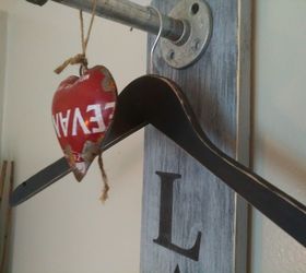 laundry room pipe rack with hanger metal heart, Finished