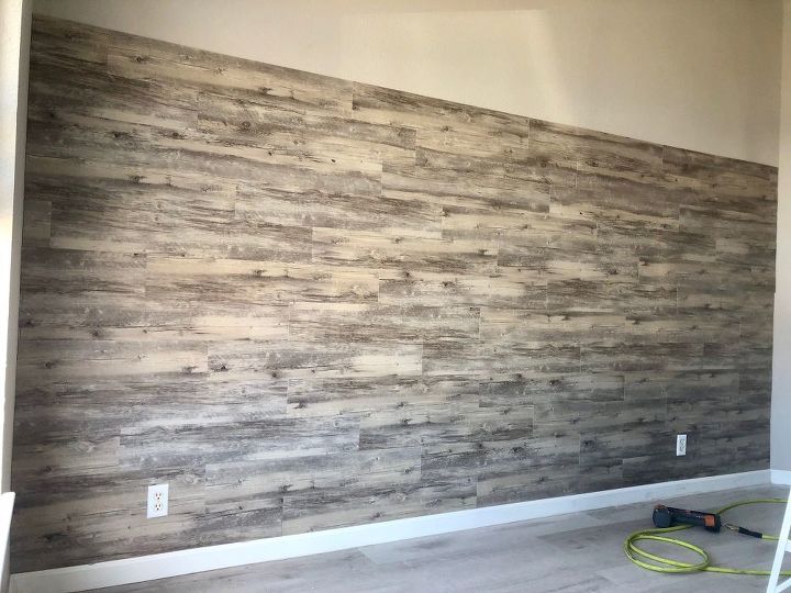 master bedroom peel and stick vinyl plank accent wall