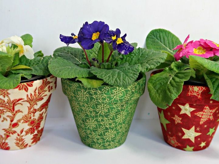 how to make pretty fabric covered flowerpots