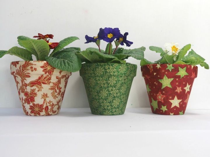 how to make pretty fabric covered flowerpots