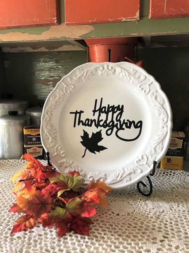 diy vinyl happy thanksgiving platter