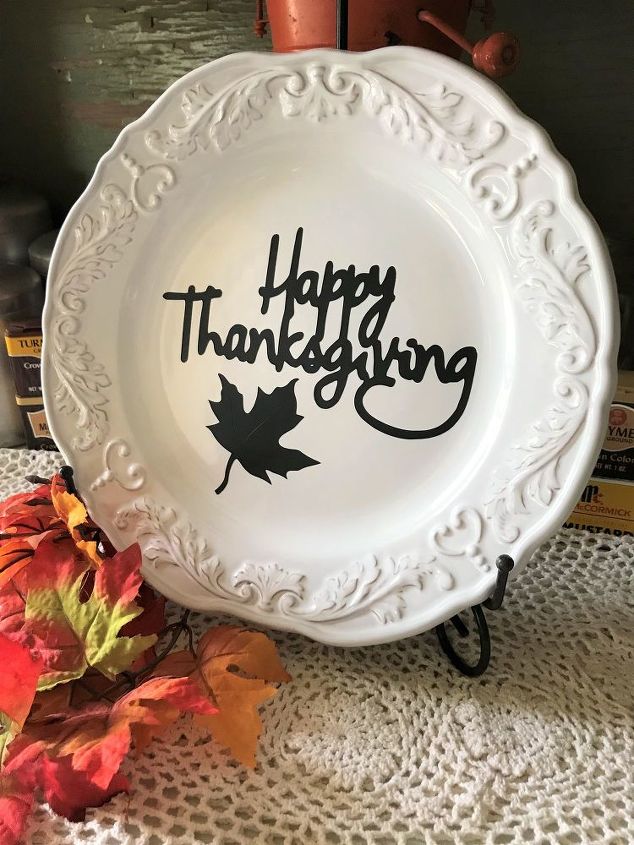 diy vinyl happy thanksgiving platter