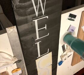 fall welcome sign, Removing stencils