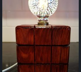 diy wooden block lamp for decorative light bulbs, How to make a wooden block lamp