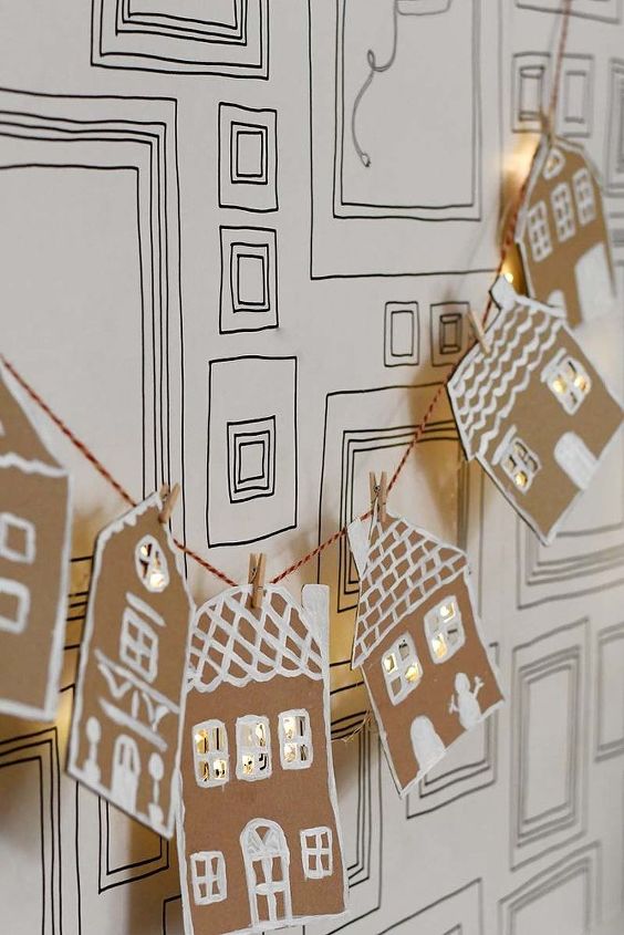 upcycled packaging gingerbread garland