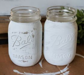 rustic mason jar decor you can make in minutes, Gently sand the paint off jars to distress