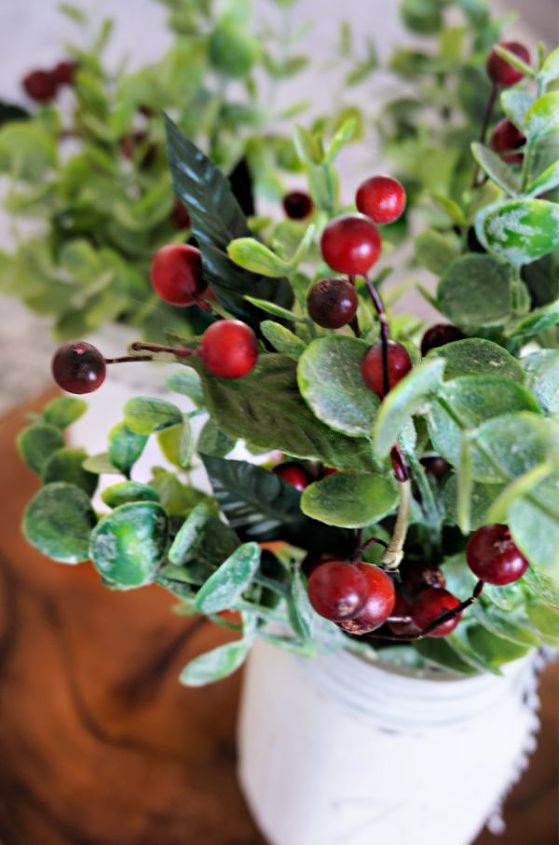 rustic mason jar decor you can make in minutes, Greenery and berries for the holiday season