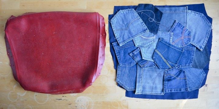 cadeira de bolso jeans com patchwork