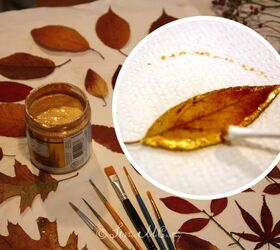 how i preserve leaves with furniture wax, Embellish leaves before waxing