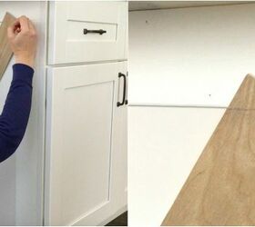 how to add farmhouse cabinet trim, Step 6 Measure cut a piece for cross piece