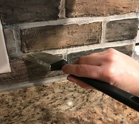 how to add farmhouse cabinet trim, Step 7 Lighten the grout