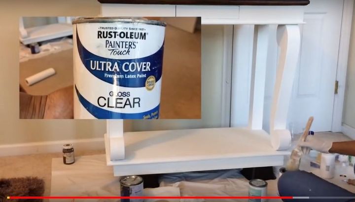 how to add farmhouse cabinet trim, Step 3 Seal with clear gloss