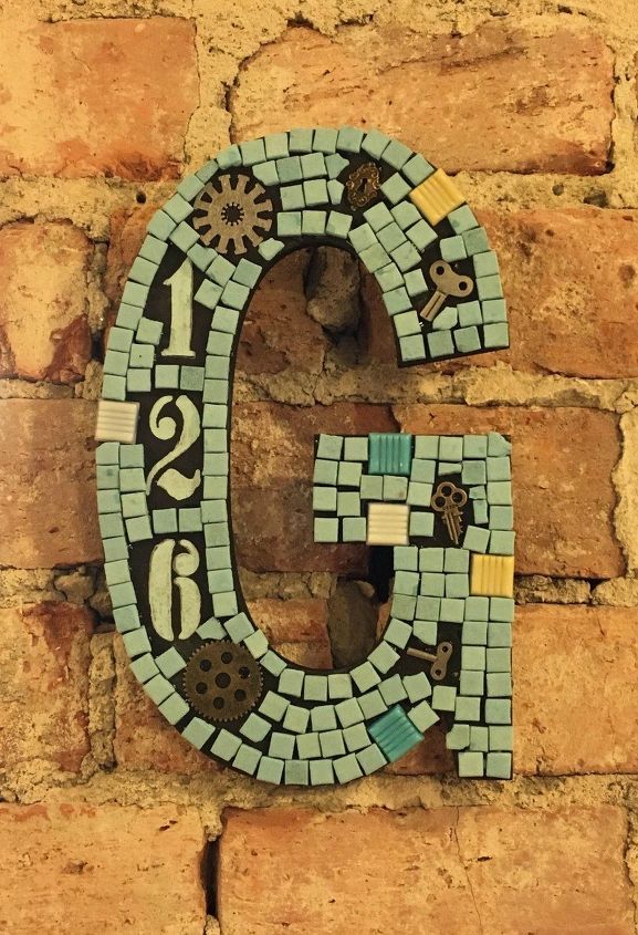 s adorable address plaques to dress up your doors, Make it a fun mosaic art