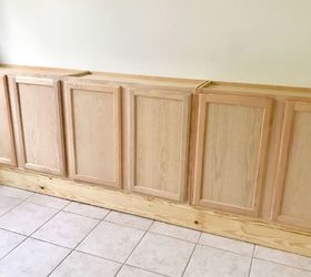 built in wall cabinet using stock kitchen cabinets