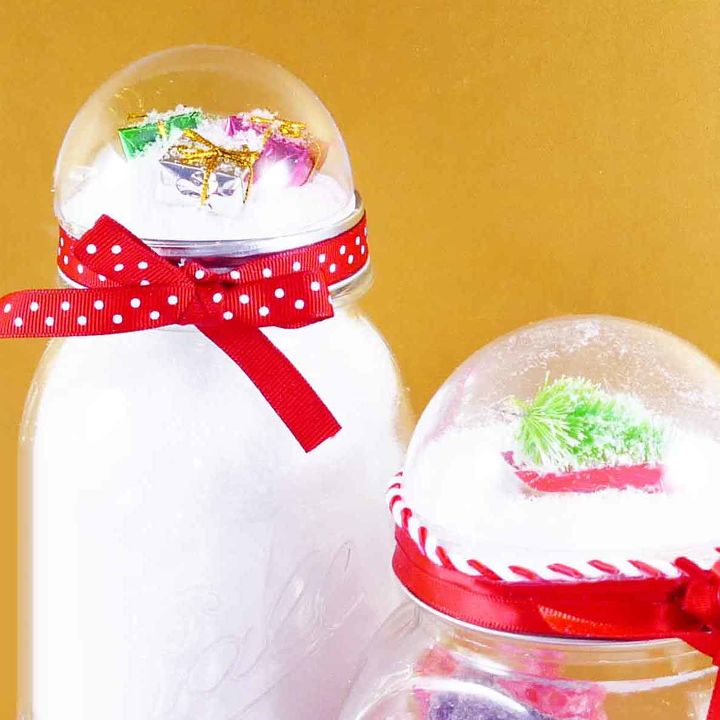 s 19 diy christmas decor ideas that ll rock your holiday, Make amazing snow globes out of Mason Jars
