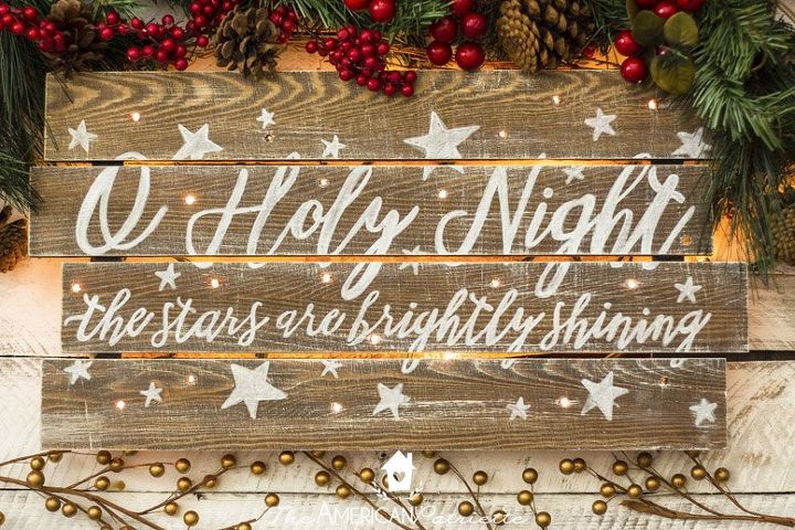 19 ideas de decoracin navidea diy que harn vibrar tus vacaciones, Cartel de Navidad r stico iluminado
