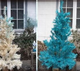 how to color tone a christmas tree with spray paint and ornaments