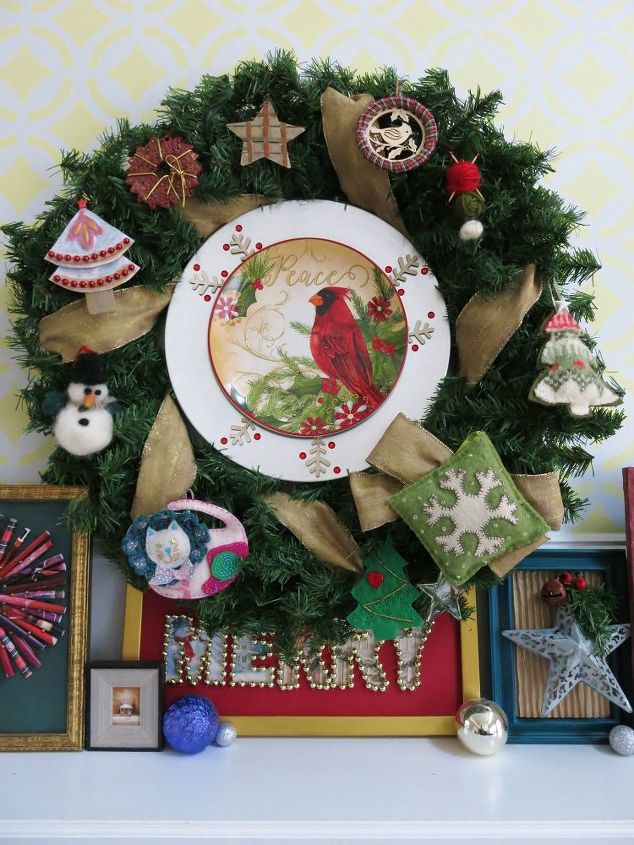 bargain plates add glam to a holiday mantle and solve a pesky problem