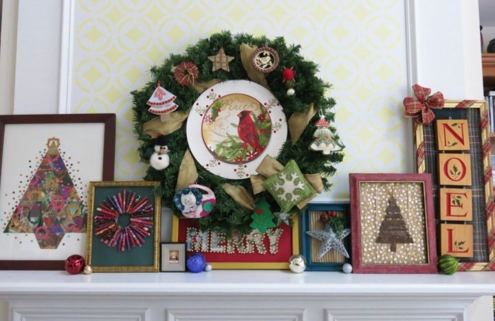 bargain plates add glam to a holiday mantle and solve a pesky problem