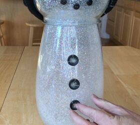 thrift store upcycle to glittery snowman