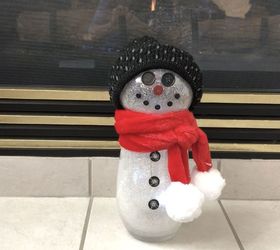 thrift store upcycle to glittery snowman