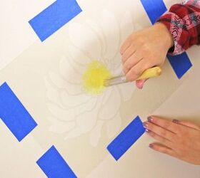 a floral watercolor wallpaper hack using reusable stencils