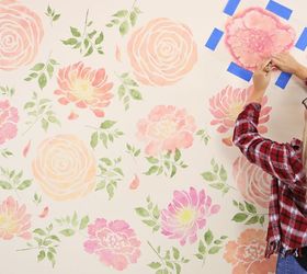 Cómo pintar un papel pintado de acuarela floral con plantillas reutilizables