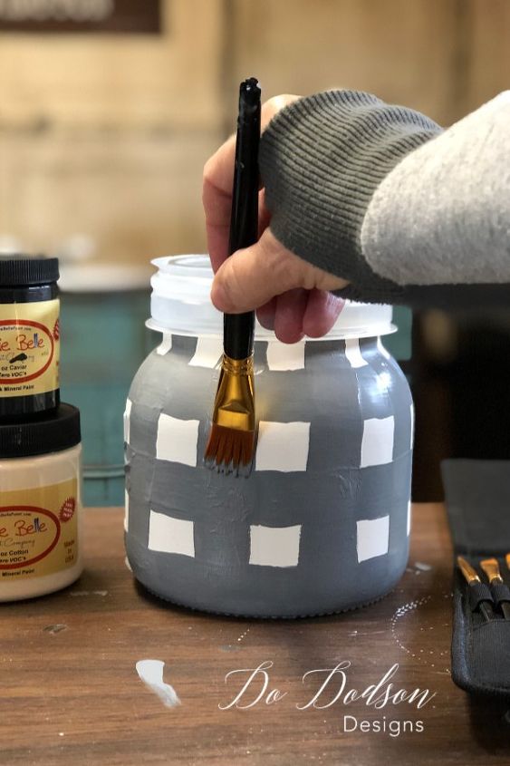 easy how to paint buffalo plaid mason jar