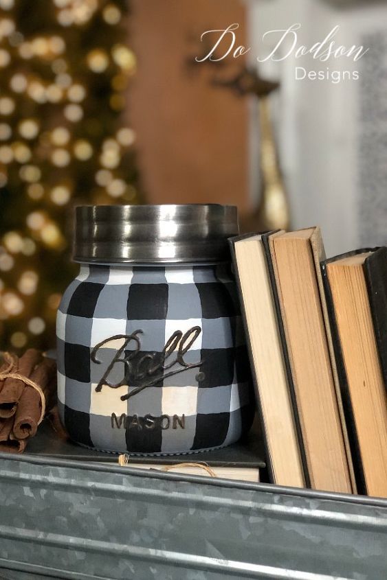 easy how to paint buffalo plaid mason jar