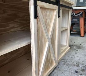how to make a diy sliding barn door console inspired by ana white, DIY sliding barn doors