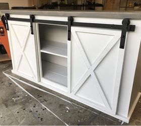how to make a diy sliding barn door console inspired by ana white, White painted console
