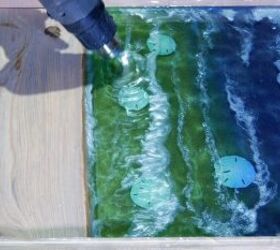 wood resin 3d beach art with embedded objects