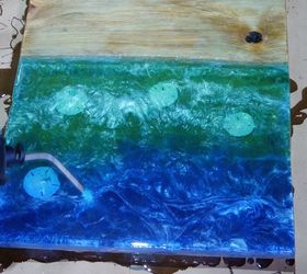 wood resin 3d beach art with embedded objects