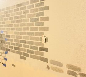 s hallway edition, A DIY Stenciled Brick Hallway Accent Wall