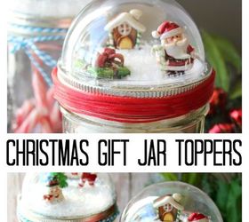 christmas gift mason jar with snow globe topper