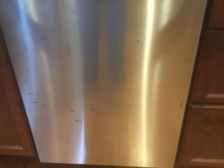 q how to clean front of stainless steel dishwasher