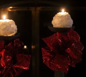 dress up plain candles for this stunning winter idea