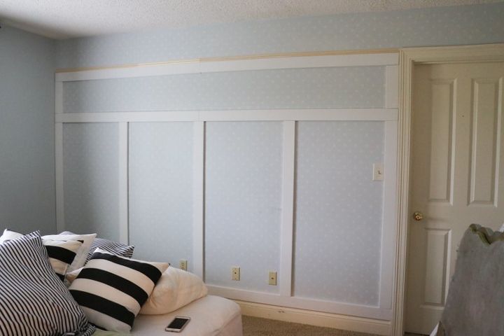 s guest room makeover edition, Using finishing nails next came verticals