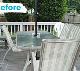 Homeowner does this to her glass patio table to make it much better for summer