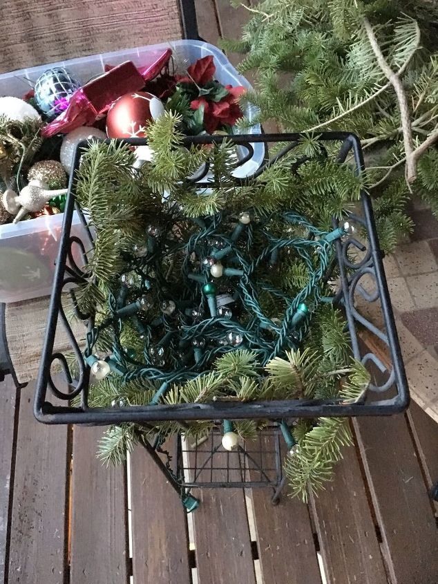 how to make a christmas ornament display basket from a planter