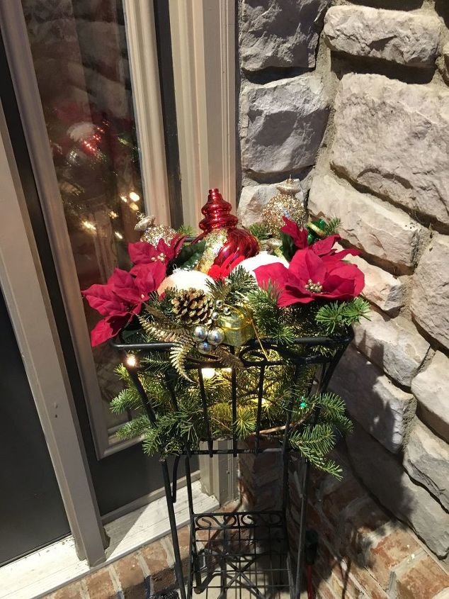 how to make a christmas ornament display basket from a planter