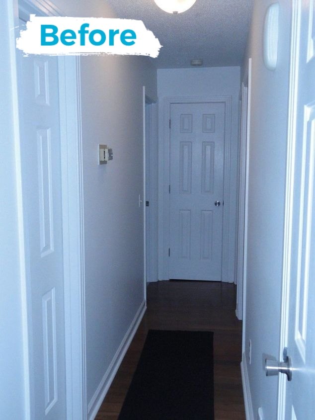 banishing the boring narrow hallway, Plain white hallway boring